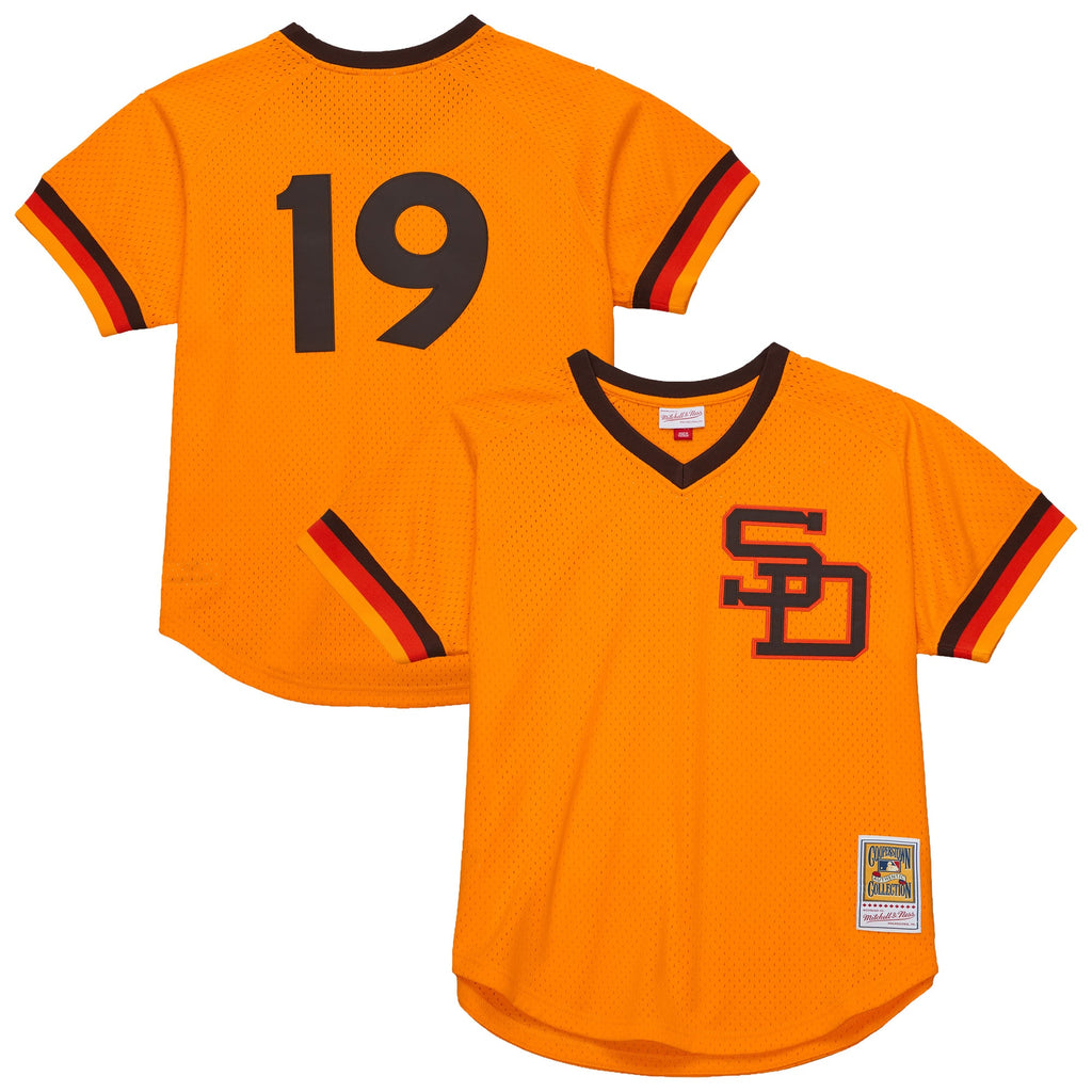 Men's San Diego Padres Tony Gwynn Mitchell & Ness Gold Big & Tall Cooperstown Mesh Batting Practice Jersey