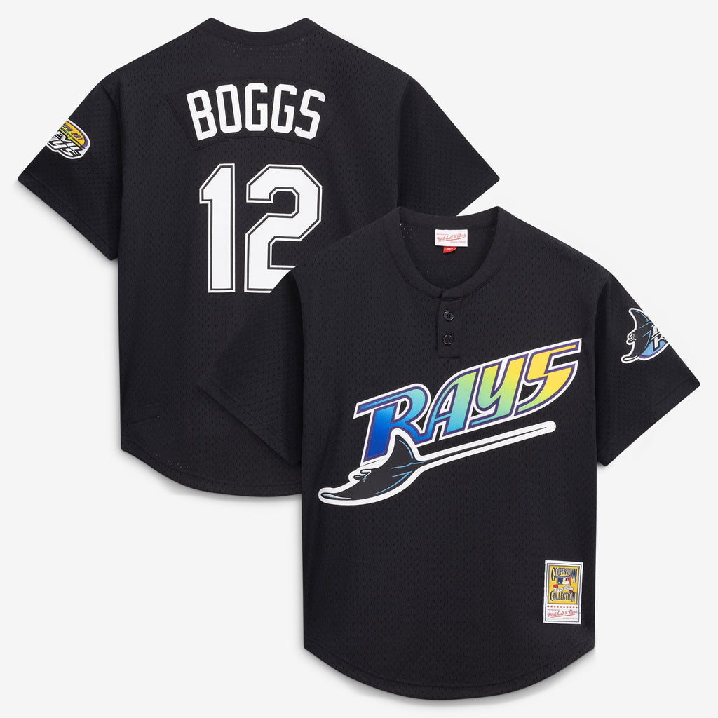 Men's Tampa Bay Rays Wade Boggs Mitchell & Ness Black Authentic Batting Practice Jersey