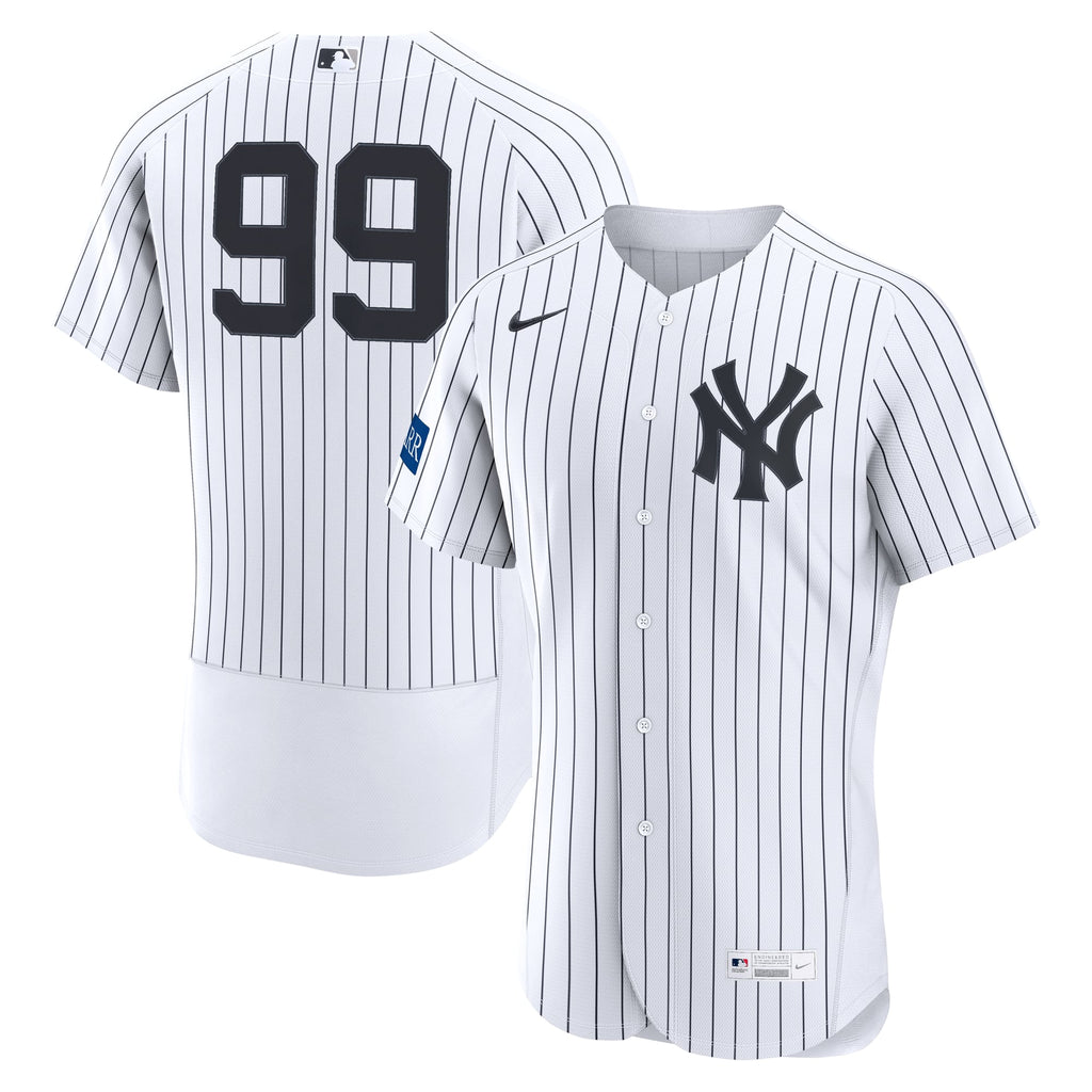Men's New York Yankees Aaron Judge Nike White Home Authentic Sponsor Patch Jersey - 2