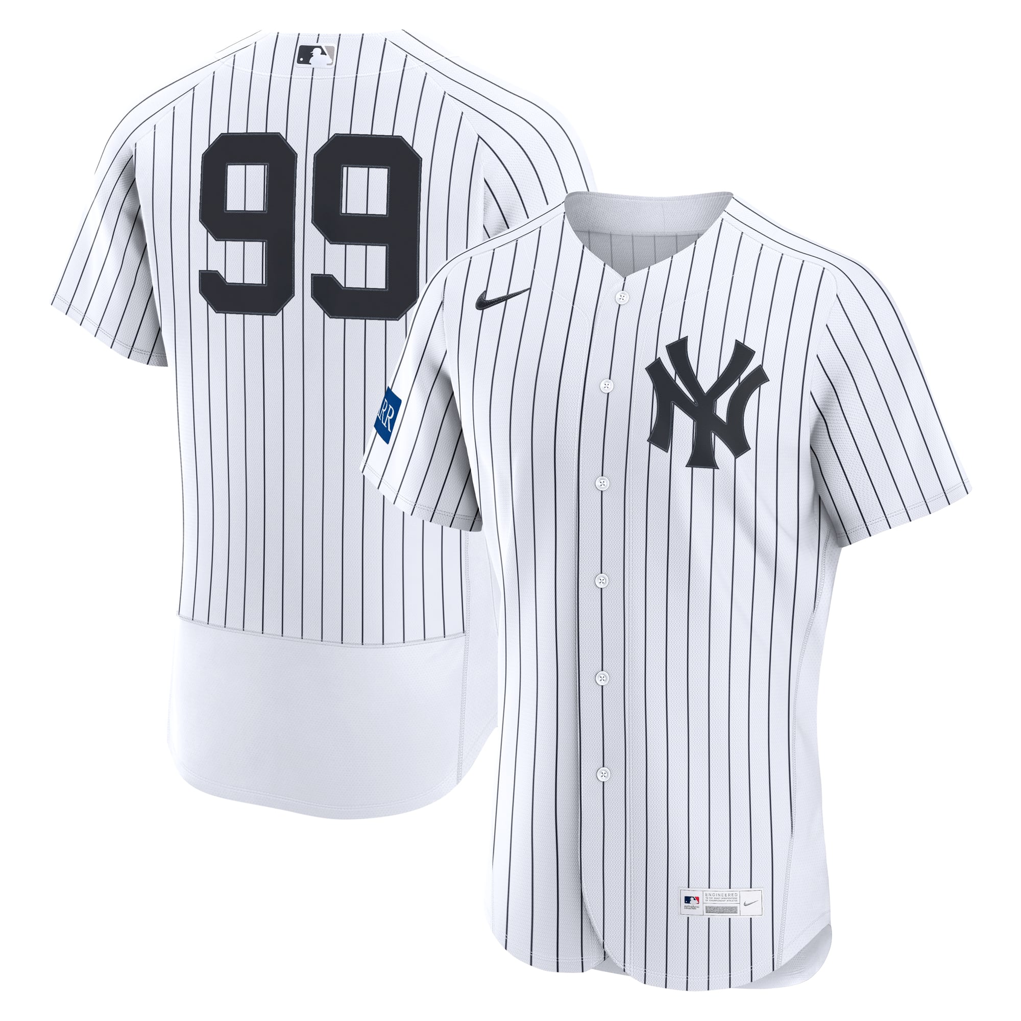Men's New York Yankees Aaron Judge Nike White Home Authentic Sponsor Patch Jersey - 2