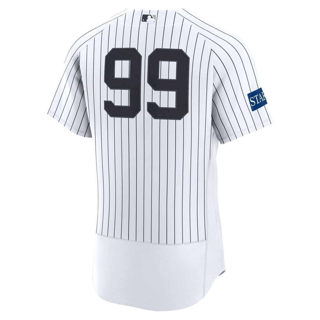 Men's New York Yankees Aaron Judge Nike White Home Authentic Sponsor Patch Jersey - 4
