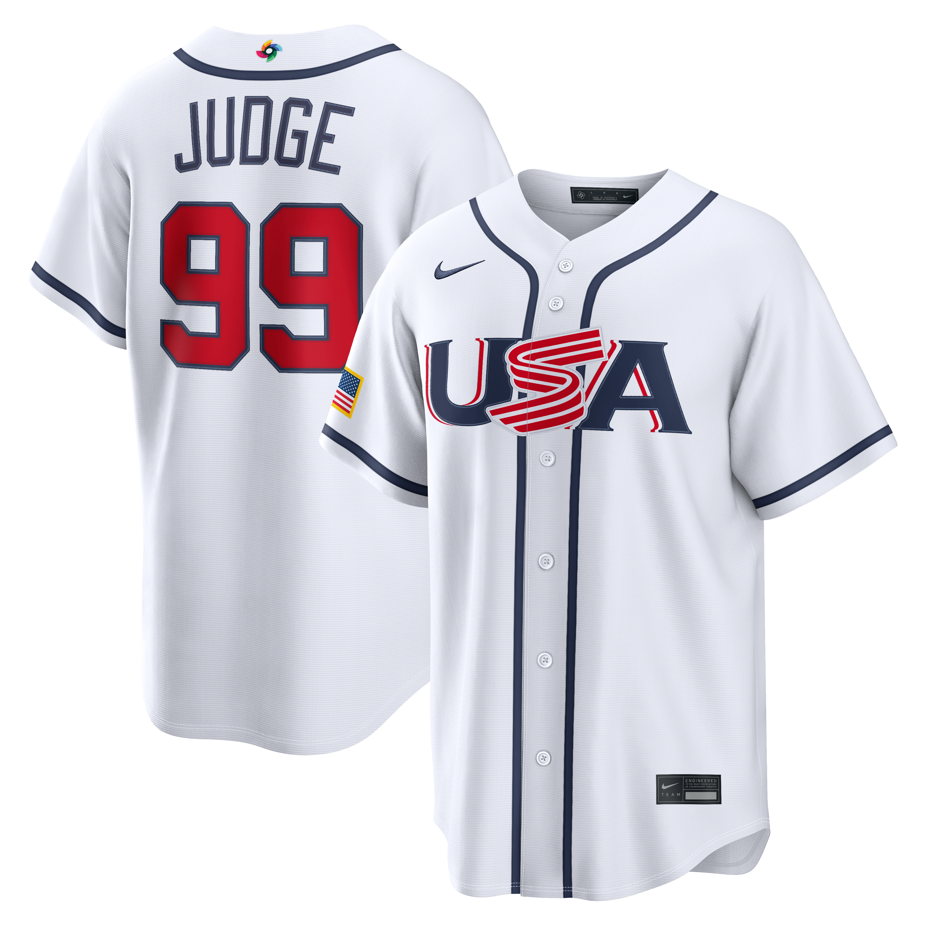 Men's USA Baseball Aaron Judge Nike White 2026 World Baseball Classic Home Stadium Jersey - 2