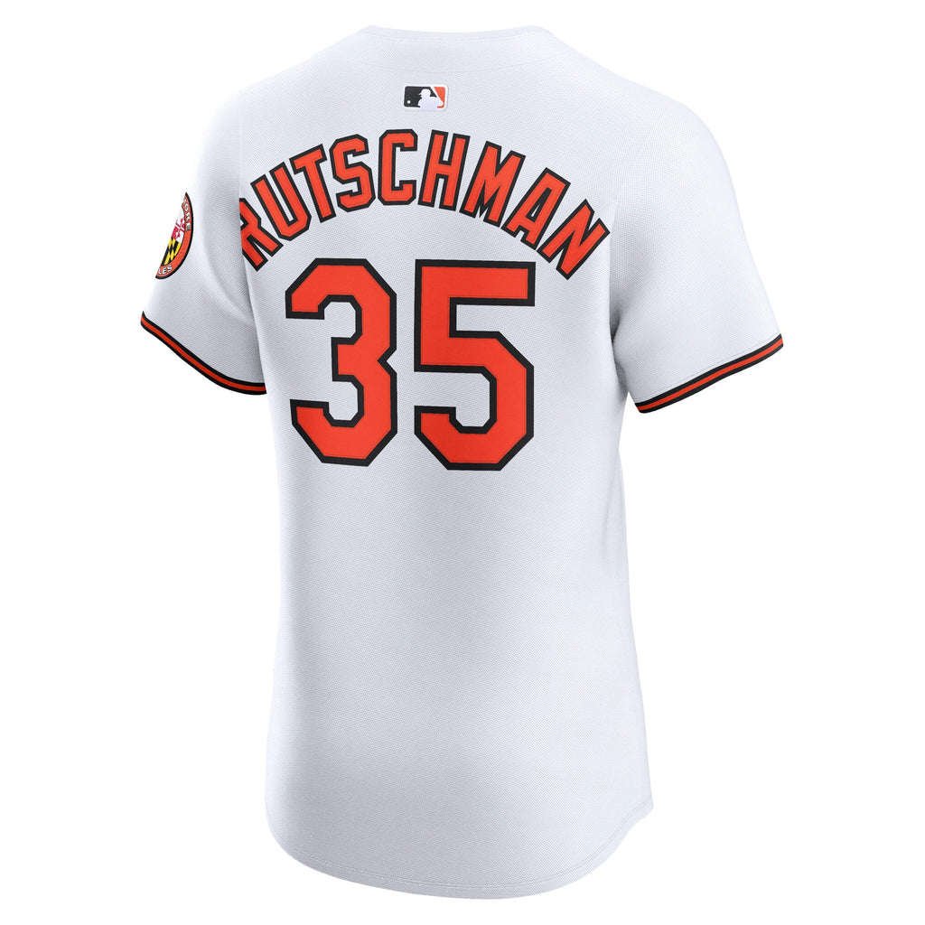 Men's Baltimore Orioles Adley Rutschman Nike White Home Elite Jersey - 4
