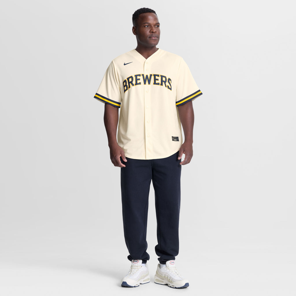 Men's Milwaukee Brewers Andrew Vaughn Nike Cream Home Replica Jersey - 3