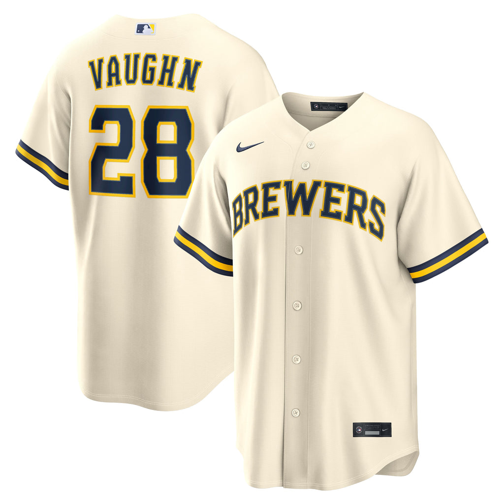 Men's Milwaukee Brewers Andrew Vaughn Nike Cream Home Replica Jersey