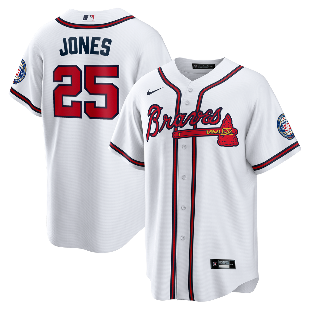 Men's Atlanta Braves Andruw Jones Nike White Home Replica 2026 Hall of Fame Patch Jersey