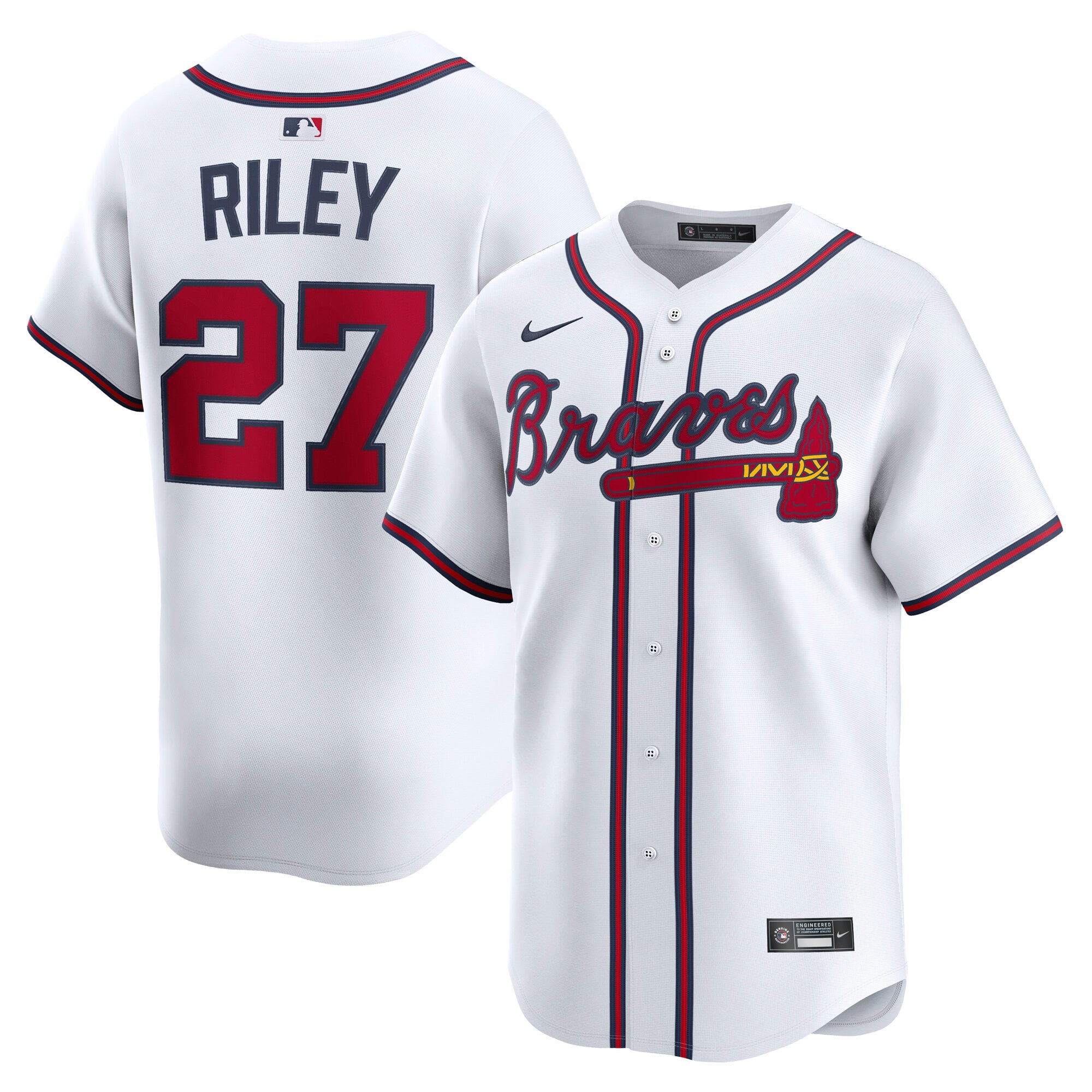 Men's Atlanta Braves Austin Riley Nike White Home Limited Player Jersey - 2