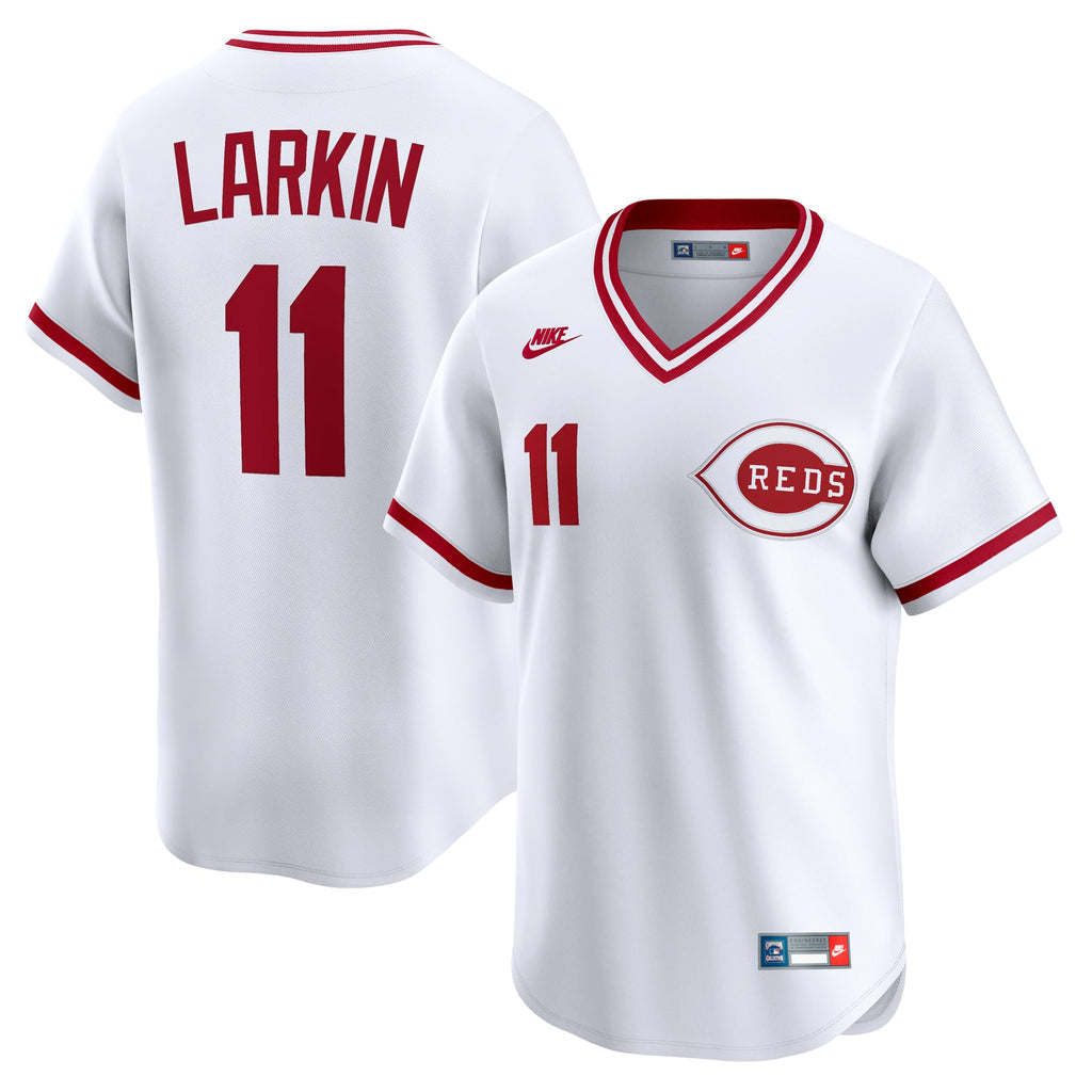 Men's Cincinnati Reds Barry Larkin Nike White Throwback Cooperstown Collection Limited Jersey - 2