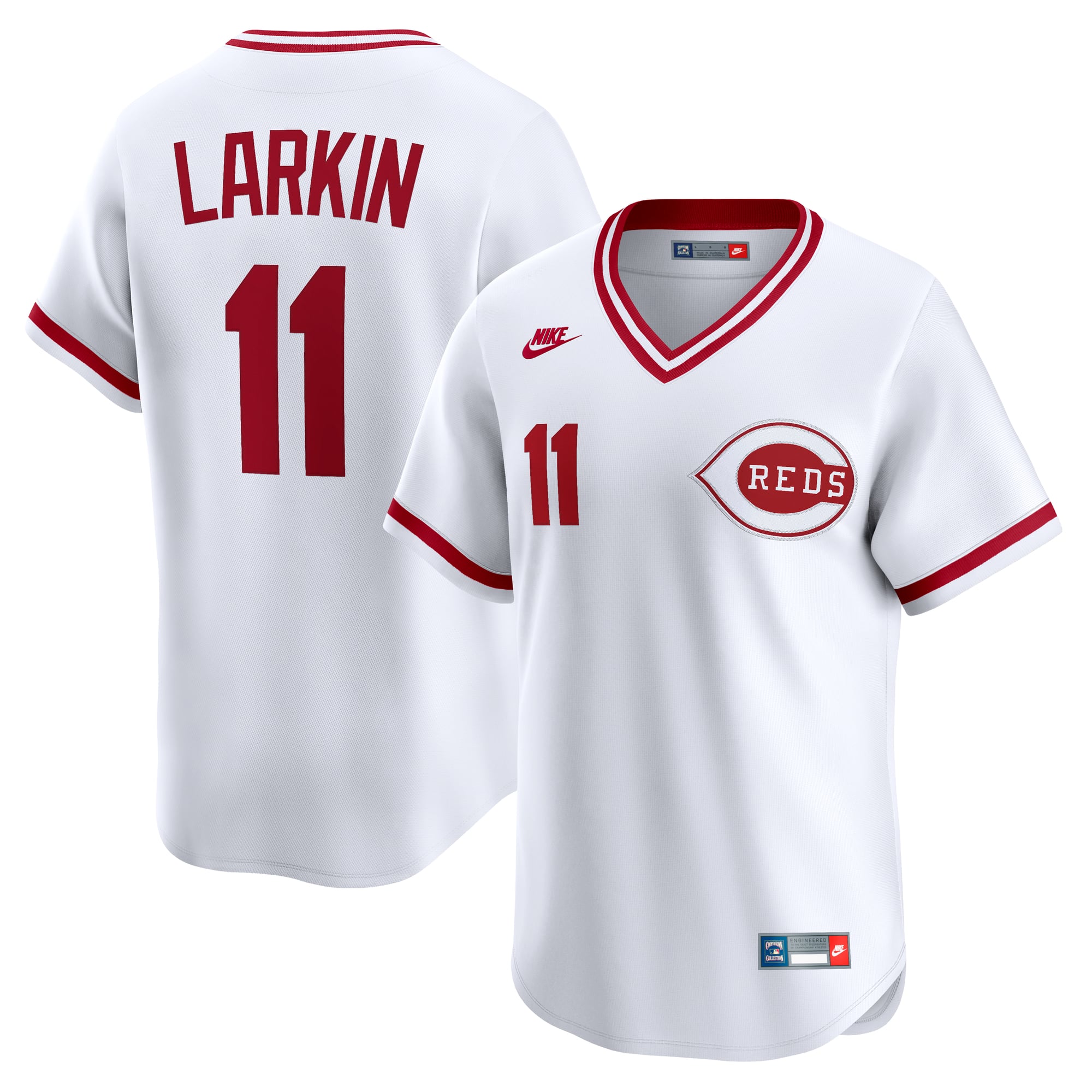 Men's Cincinnati Reds Barry Larkin Nike White Throwback Cooperstown Collection Limited Jersey - 2