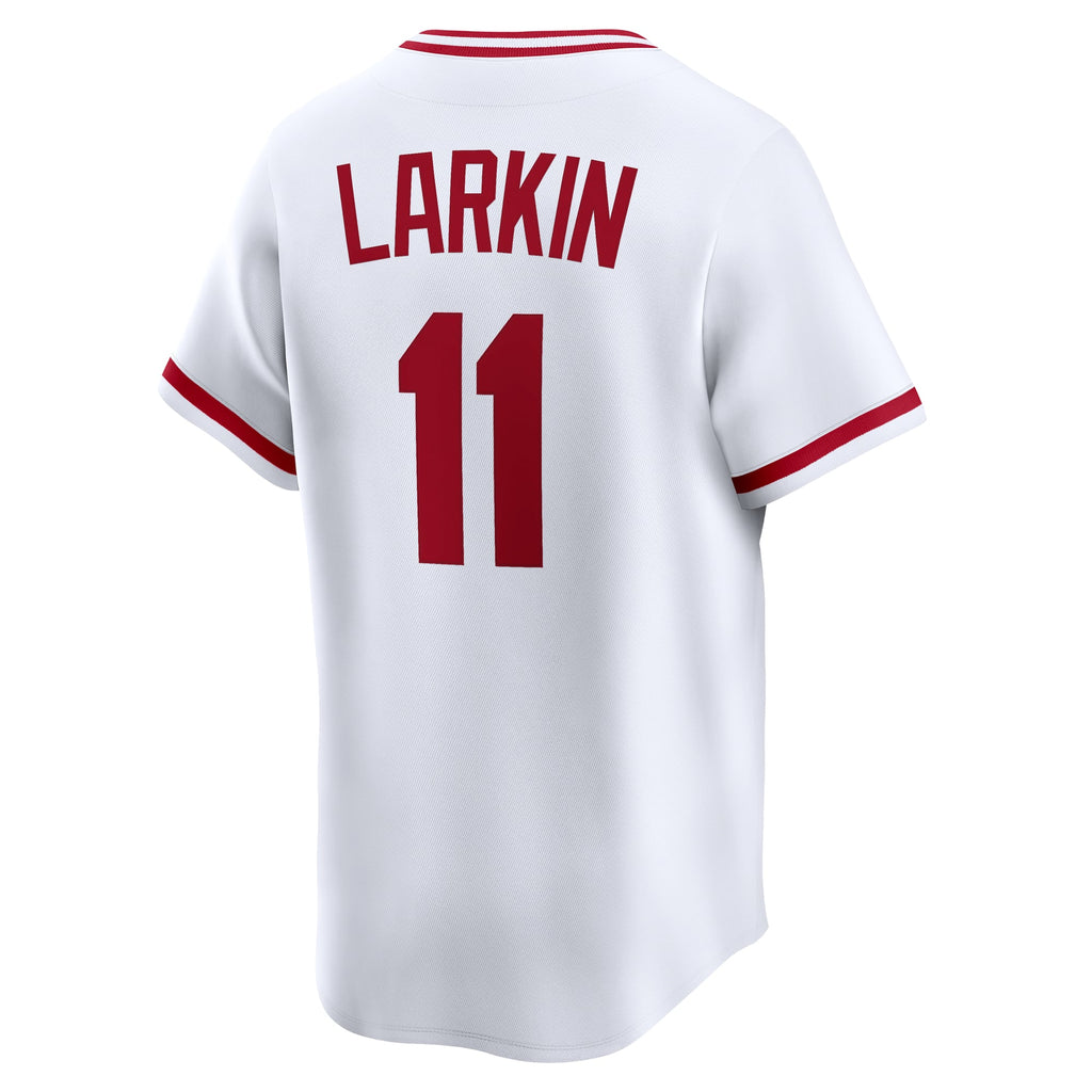 Men's Cincinnati Reds Barry Larkin Nike White Throwback Cooperstown Collection Limited Jersey - 4