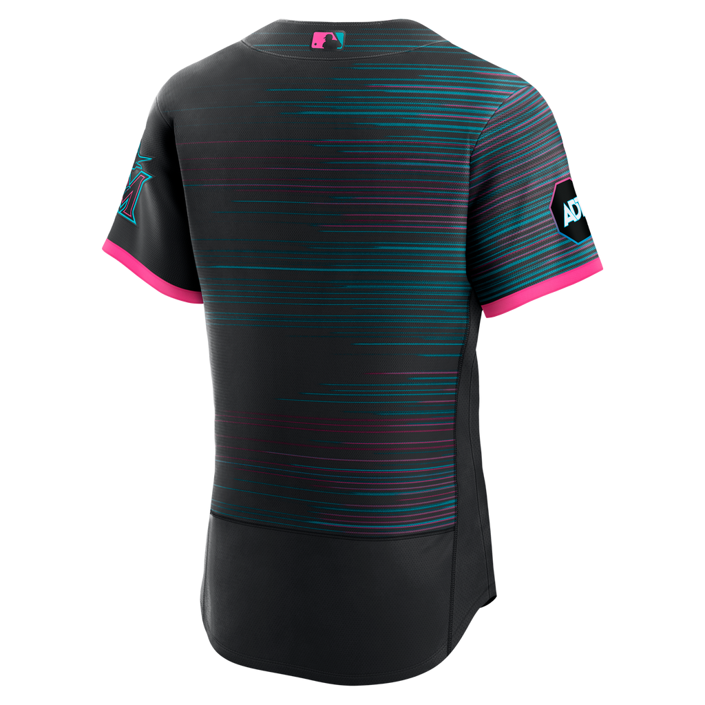Men's Miami Marlins Nike Black City Connect Authentic Sponsor Patch Jersey - 4