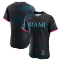 Men's Miami Marlins Nike Black City Connect Authentic Sponsor Patch Jersey