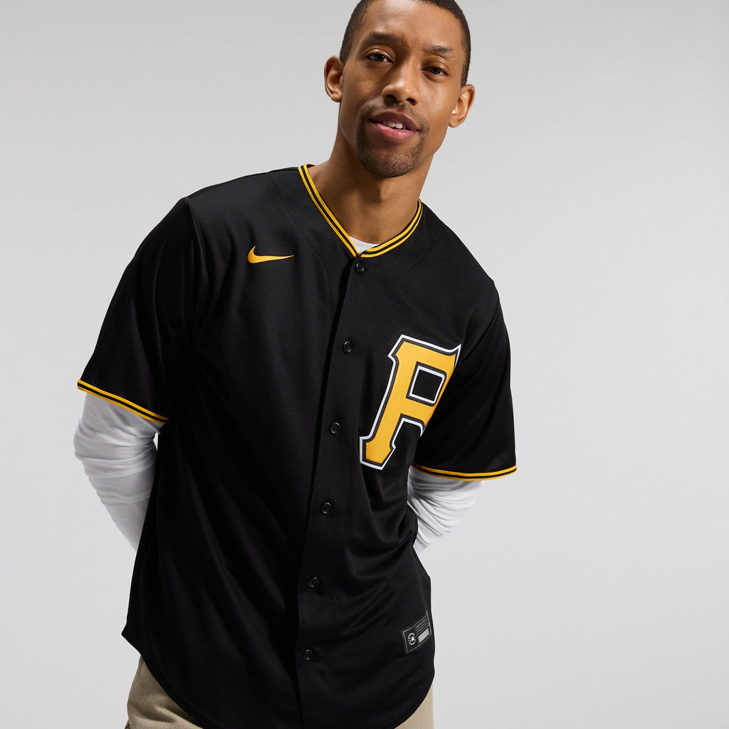 Men's Pittsburgh Pirates Nike Black Alternate Replica Team Jersey - 10