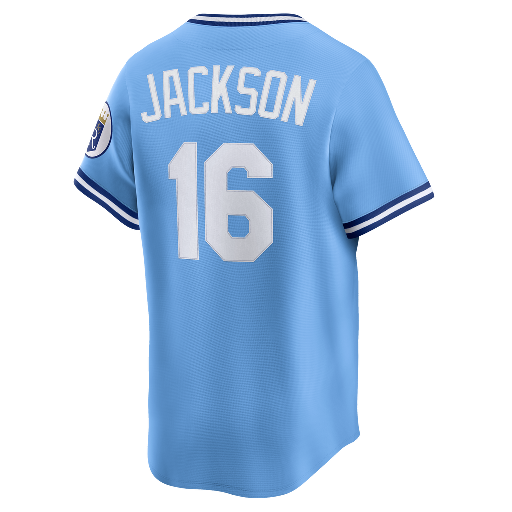 Men's Kansas City Royals Bo Jackson Nike Light Blue Throwback Cooperstown Collection Limited Jersey - 4