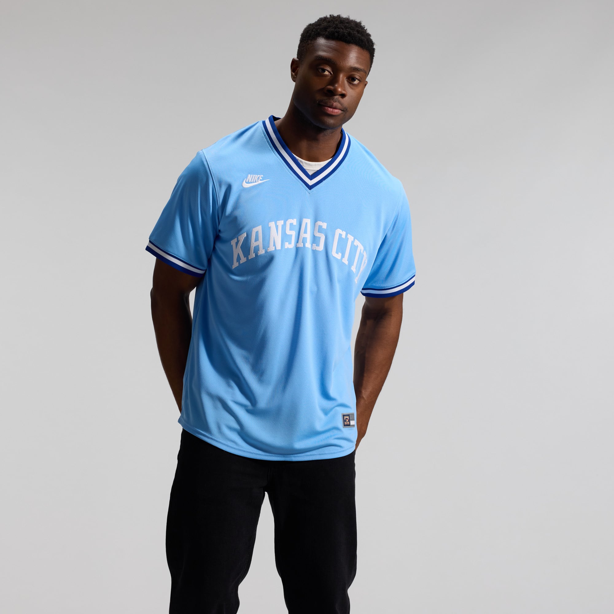 Men's Kansas City Royals Bo Jackson Nike Light Blue Throwback Cooperstown Collection Limited Jersey - 5
