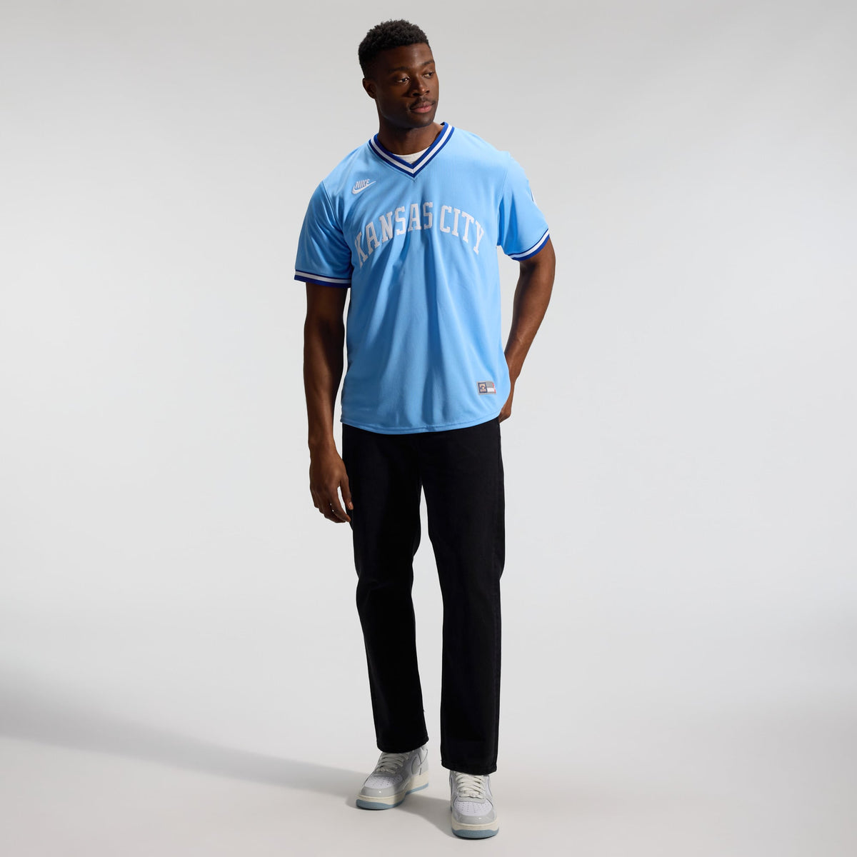 Men's Kansas City Royals Bo Jackson Nike Light Blue Throwback Cooperstown Collection Limited Jersey - 7