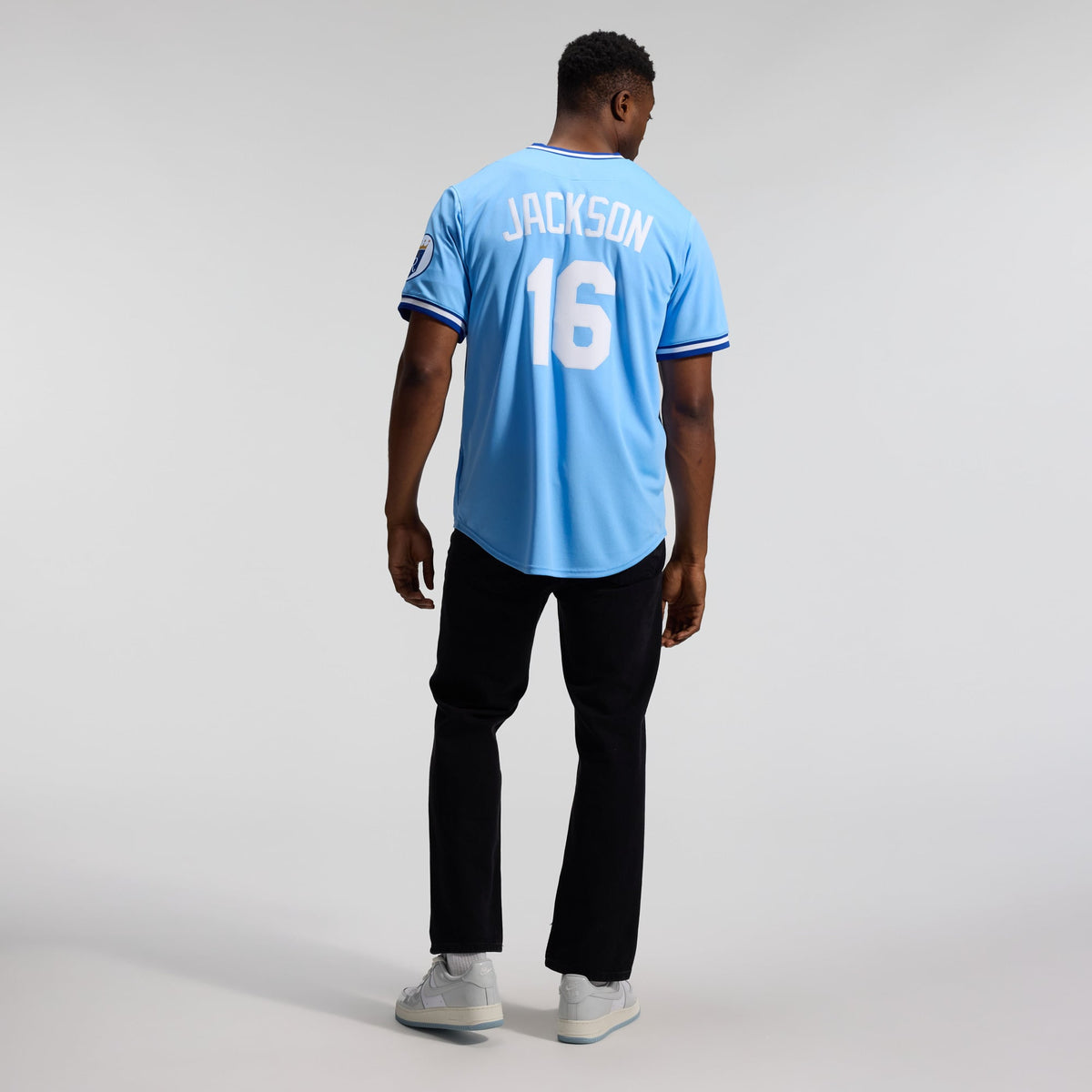 Men's Kansas City Royals Bo Jackson Nike Light Blue Throwback Cooperstown Collection Limited Jersey - 8