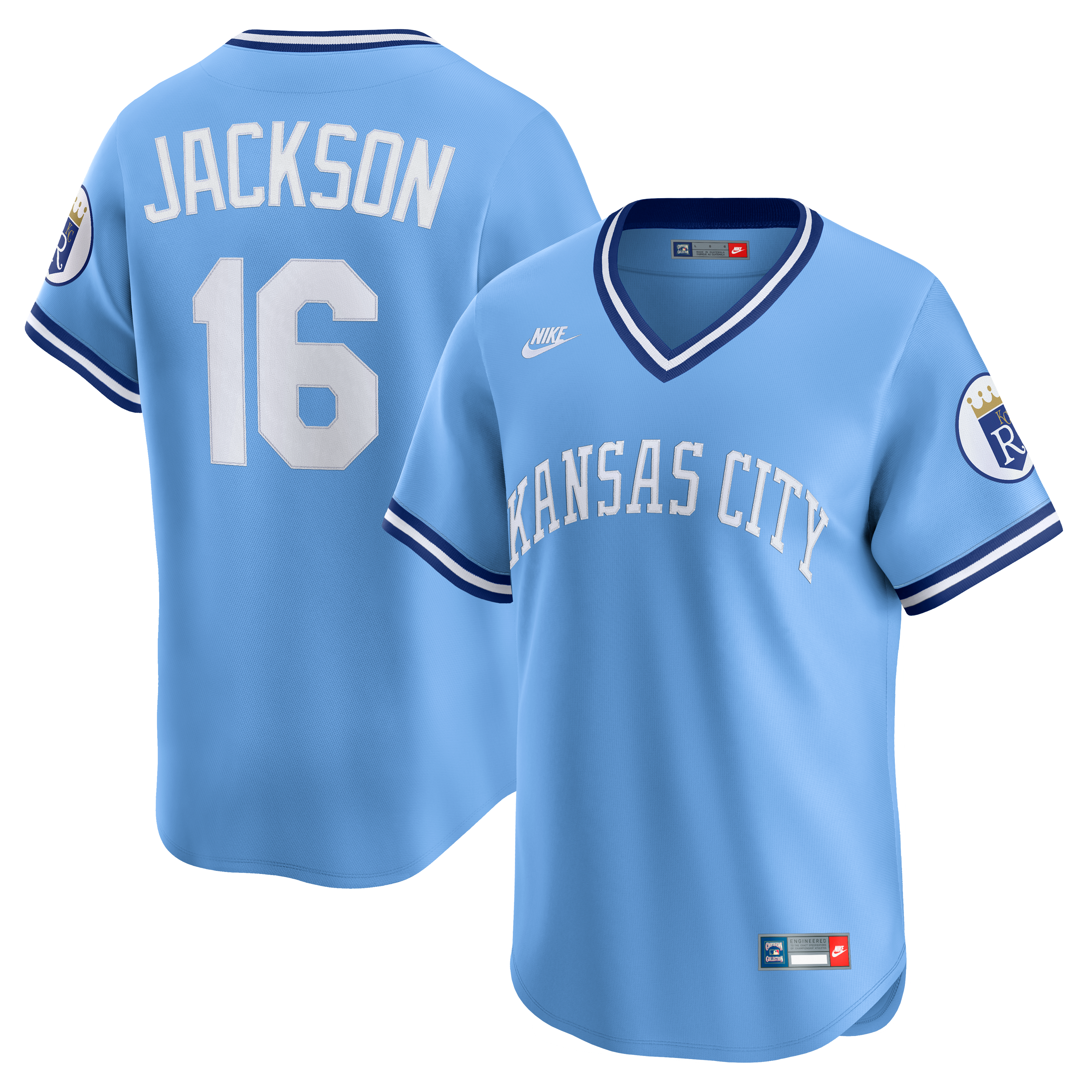 Men's Kansas City Royals Bo Jackson Nike Light Blue Throwback Cooperstown Collection Limited Jersey