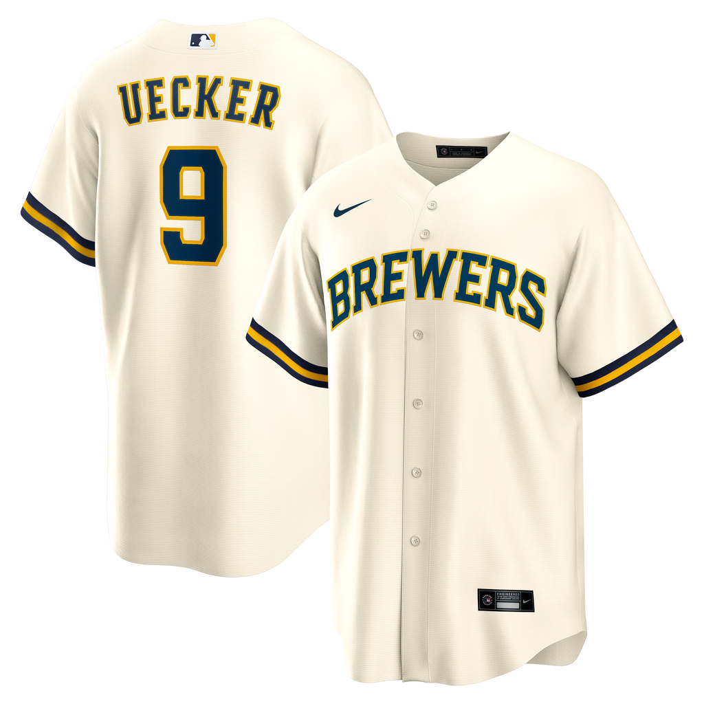 Men's Milwaukee Brewers Bob Uecker Nike Cream Home Retired Player Replica Jersey - 2