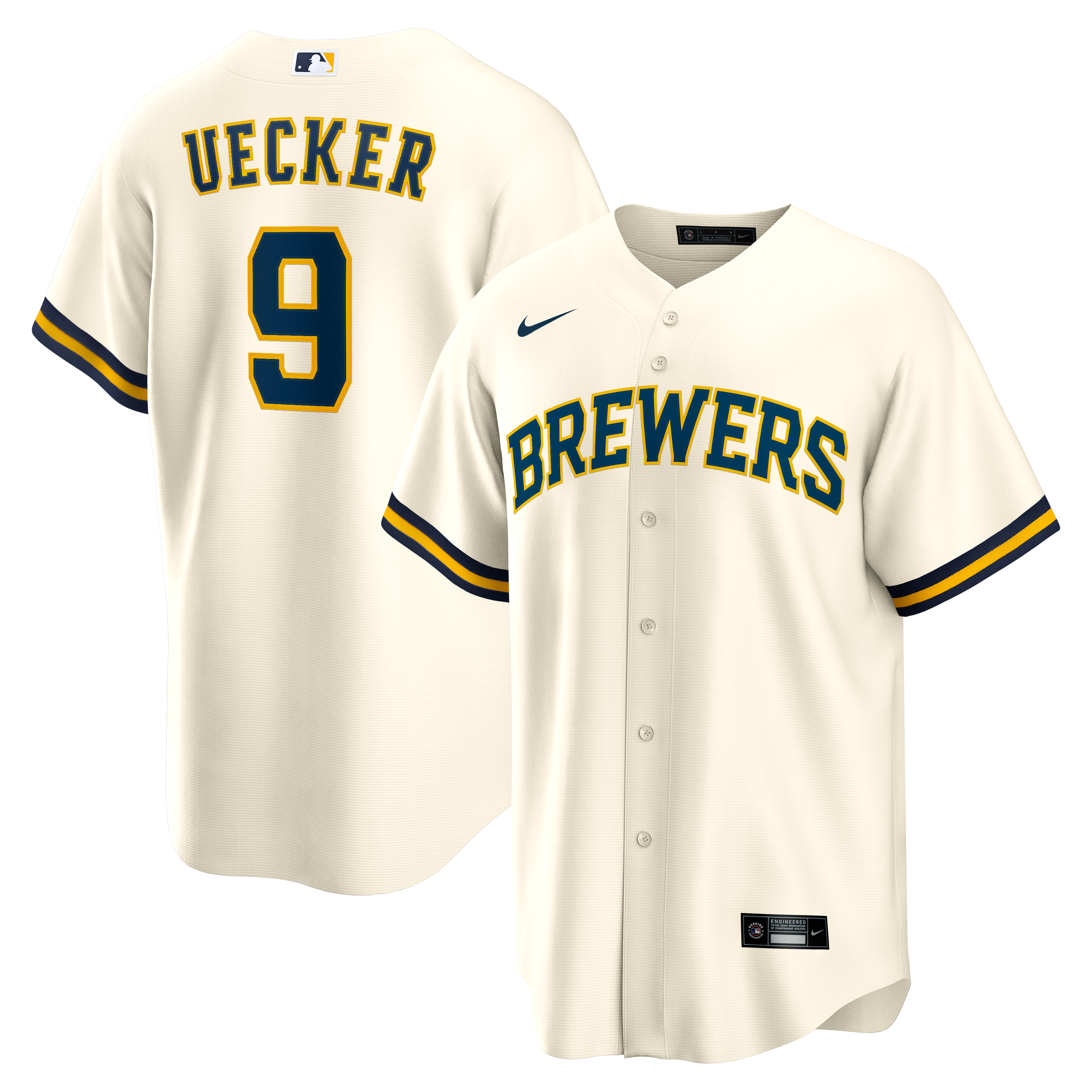 Men's Milwaukee Brewers Bob Uecker Nike Cream Home Retired Player Replica Jersey - 2
