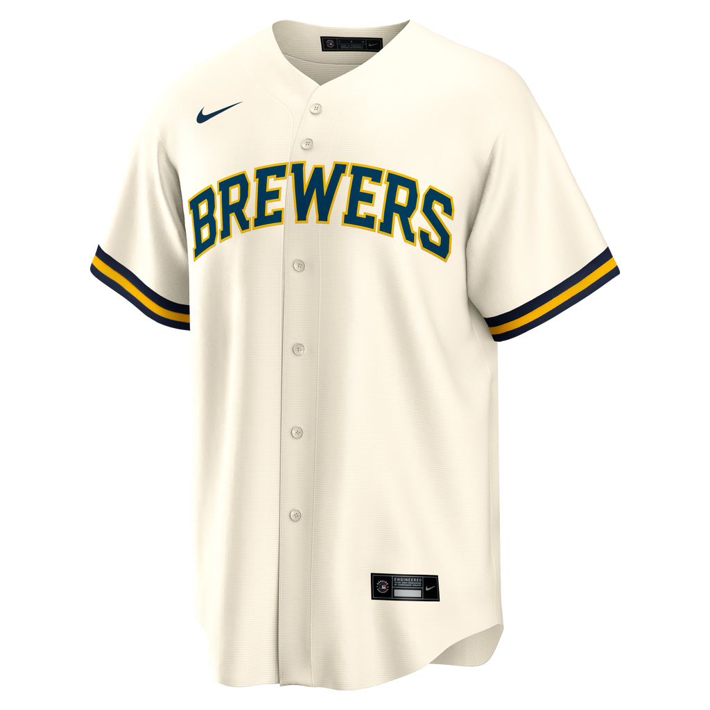 Men's Milwaukee Brewers Bob Uecker Nike Cream Home Retired Player Replica Jersey - 3