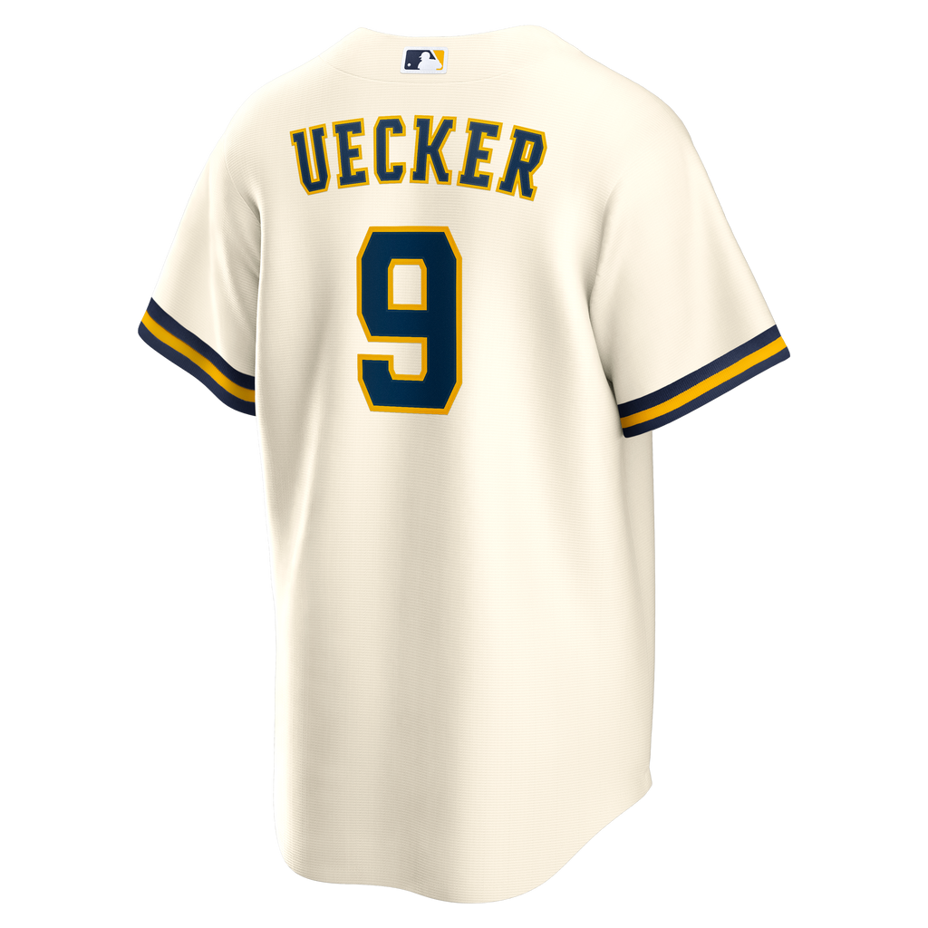 Men's Milwaukee Brewers Bob Uecker Nike Cream Home Retired Player Replica Jersey - 4