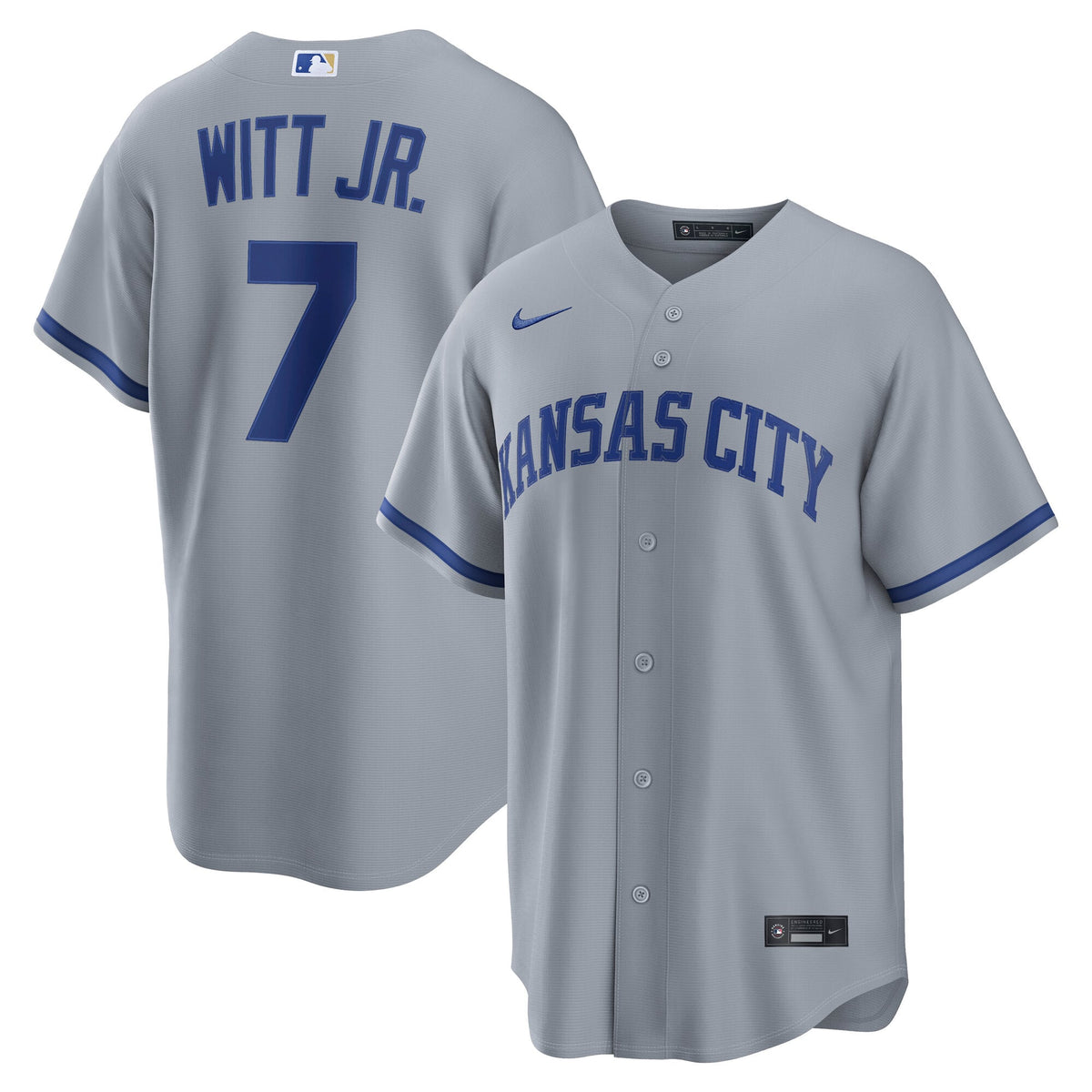 Men's Kansas City Royals Bobby Witt Jr. Nike Gray Road Replica Jersey - 2