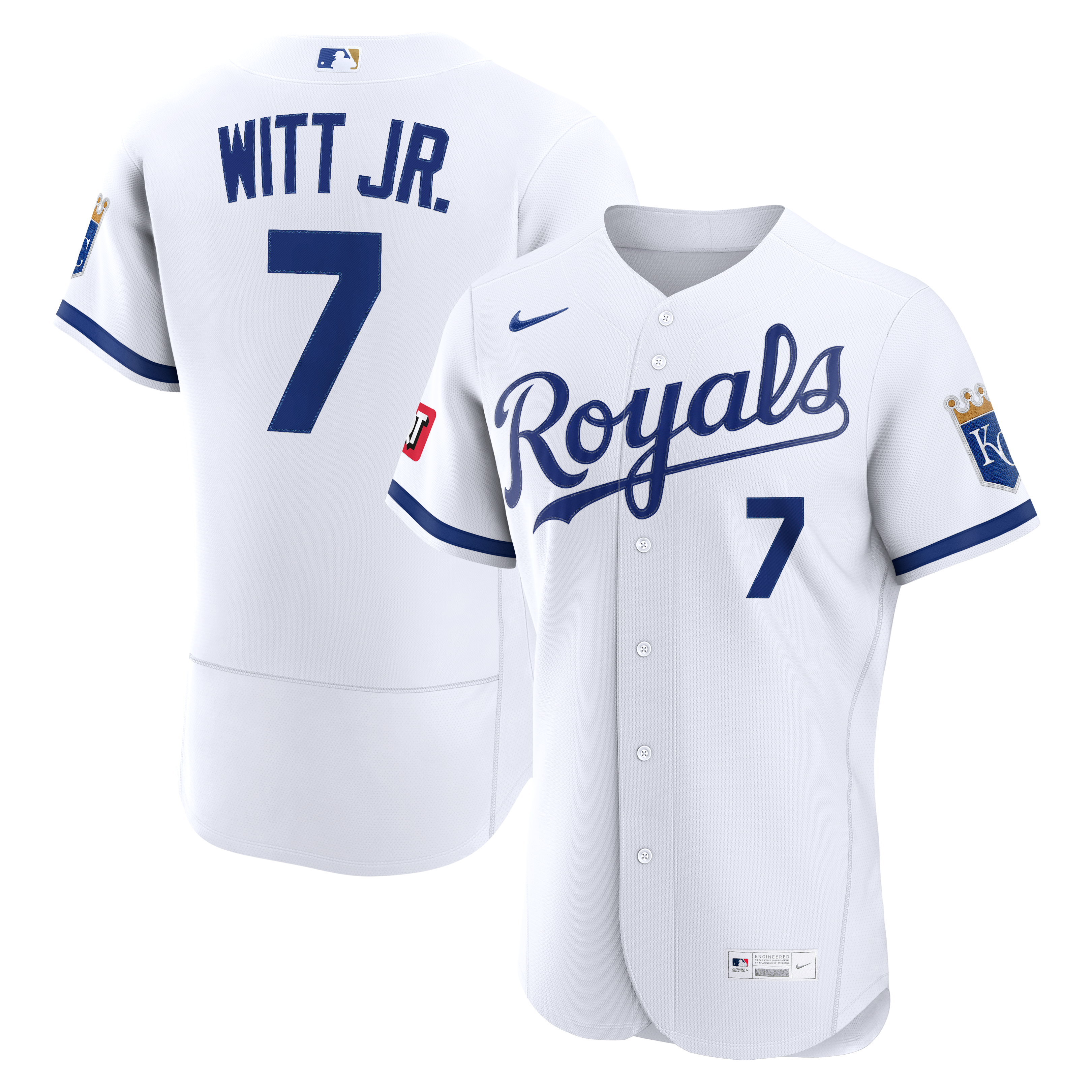 Men's Kansas City Royals Bobby Witt Jr. Nike White Home Authentic Sponsor Patch Jersey - 2