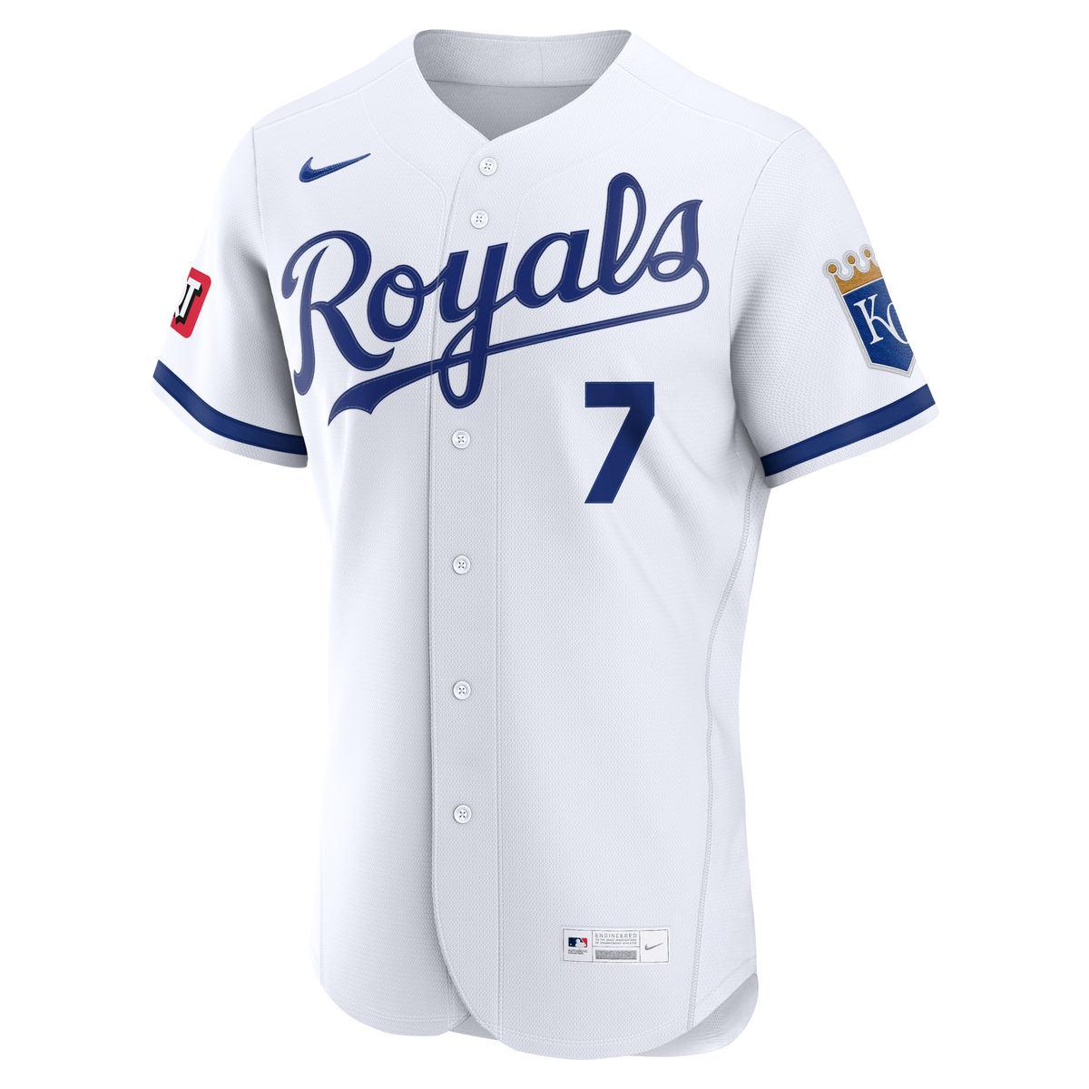 Men's Kansas City Royals Bobby Witt Jr. Nike White Home Authentic Sponsor Patch Jersey - 3