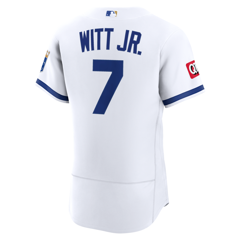 Men's Kansas City Royals Bobby Witt Jr. Nike White Home Authentic Sponsor Patch Jersey - 4