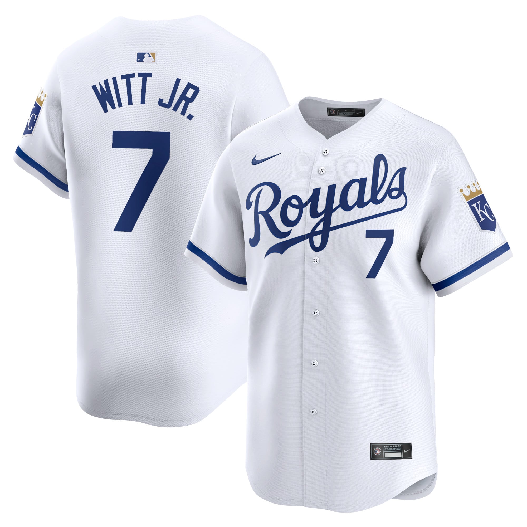 Men's Kansas City Royals Bobby Witt Jr. Nike White Home Limited Player Jersey - 2