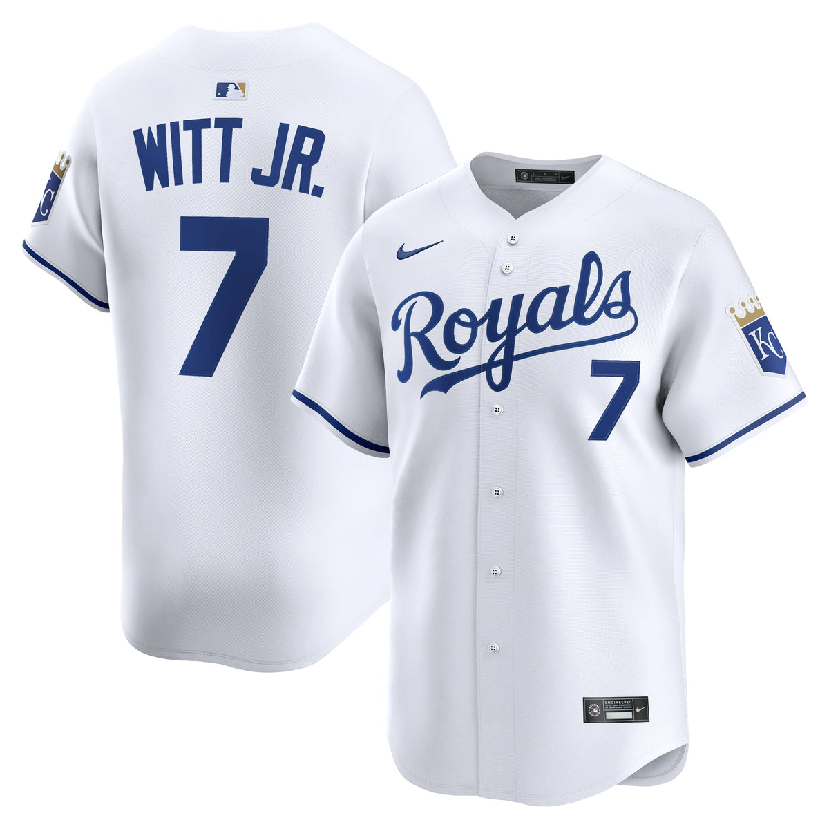 Men's Kansas City Royals Bobby Witt Jr. Nike White Home Limited Player Jersey - 2
