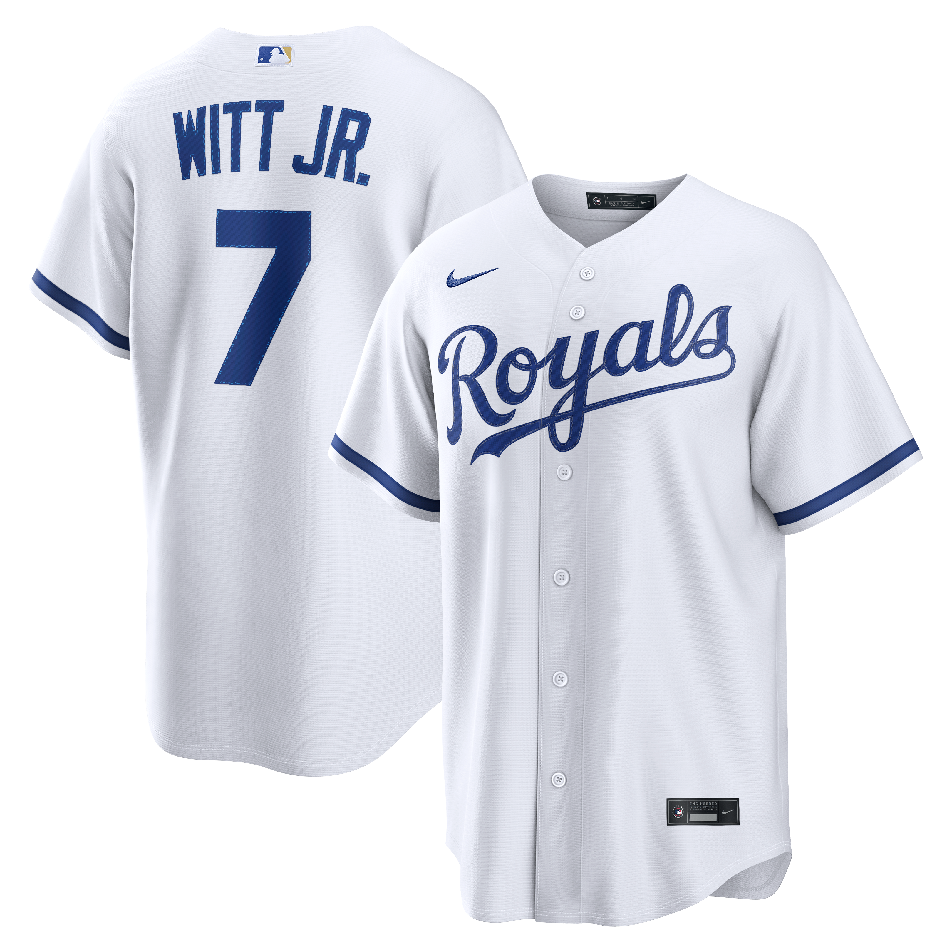 Men's Kansas City Royals Bobby Witt Jr. Nike White Home Replica Jersey - 2