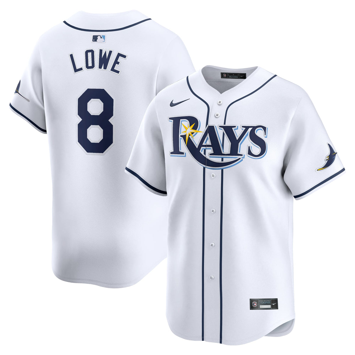 Men's Tampa Bay Rays Brandon Lowe Nike White Home Limited Player Jersey - 2