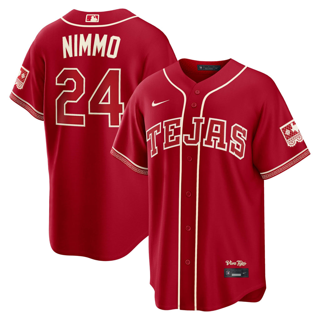 Men's Texas Rangers Brandon Nimmo Nike Red 2026 City Connect Stadium Jersey