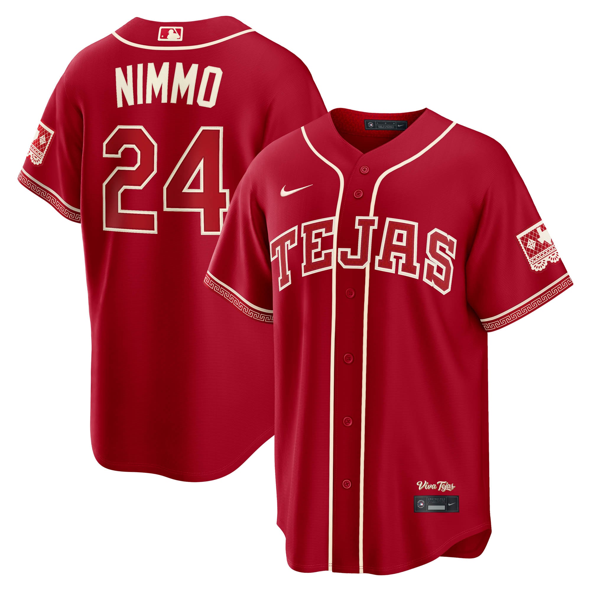 Men's Texas Rangers Brandon Nimmo Nike Red 2026 City Connect Stadium Jersey