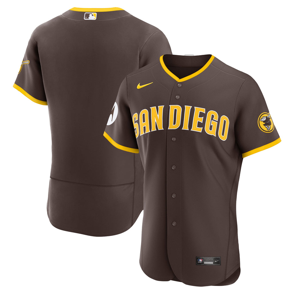 Men's San Diego Padres Nike Brown Road Sponsor Patch Authentic Jersey