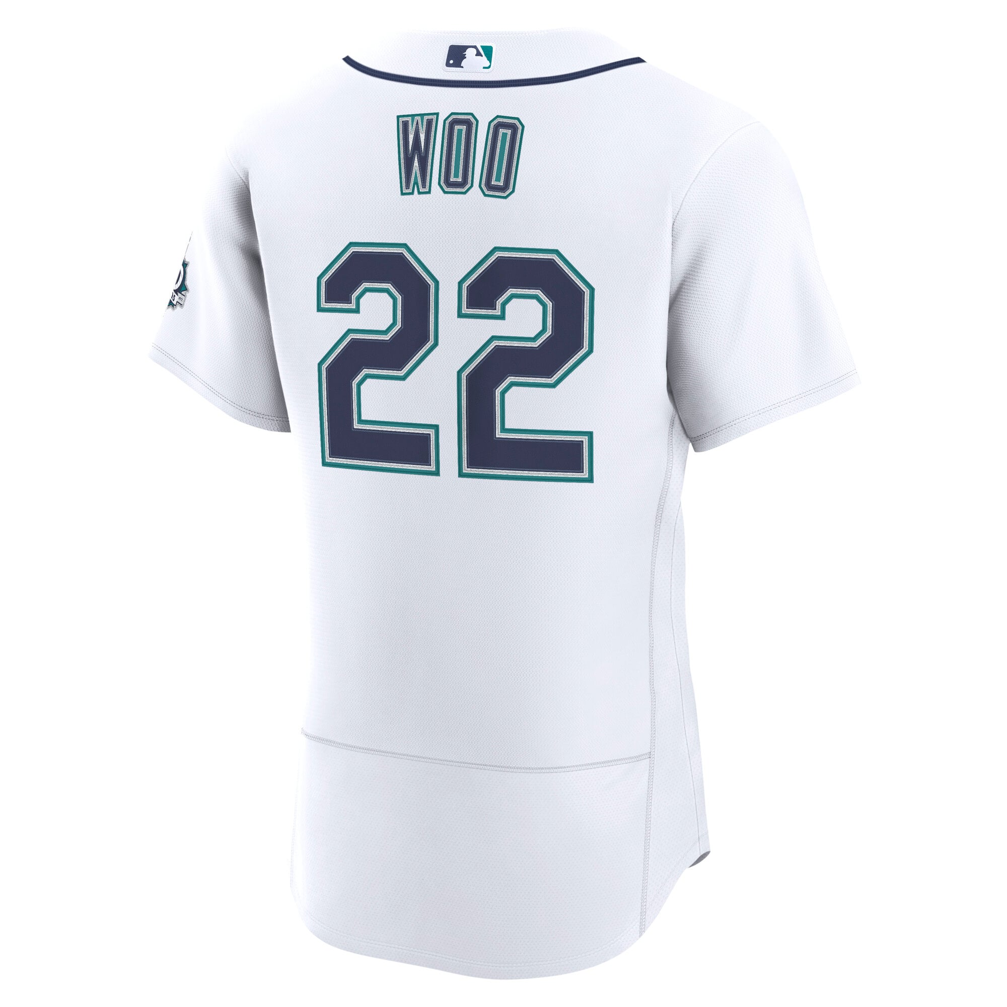 Men's Seattle Mariners Bryan Woo Nike White Home 50th Season Authentic Jersey - 4