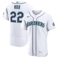 Men's Seattle Mariners Bryan Woo Nike White Home 50th Season Authentic Jersey