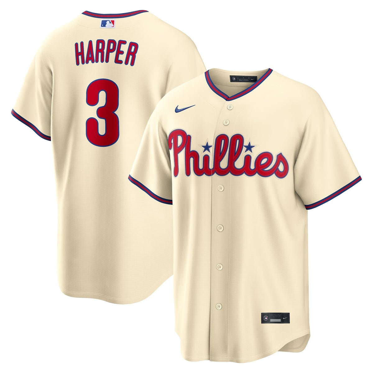 Men's Philadelphia Phillies Bryce Harper Nike Cream Alternate Replica Jersey