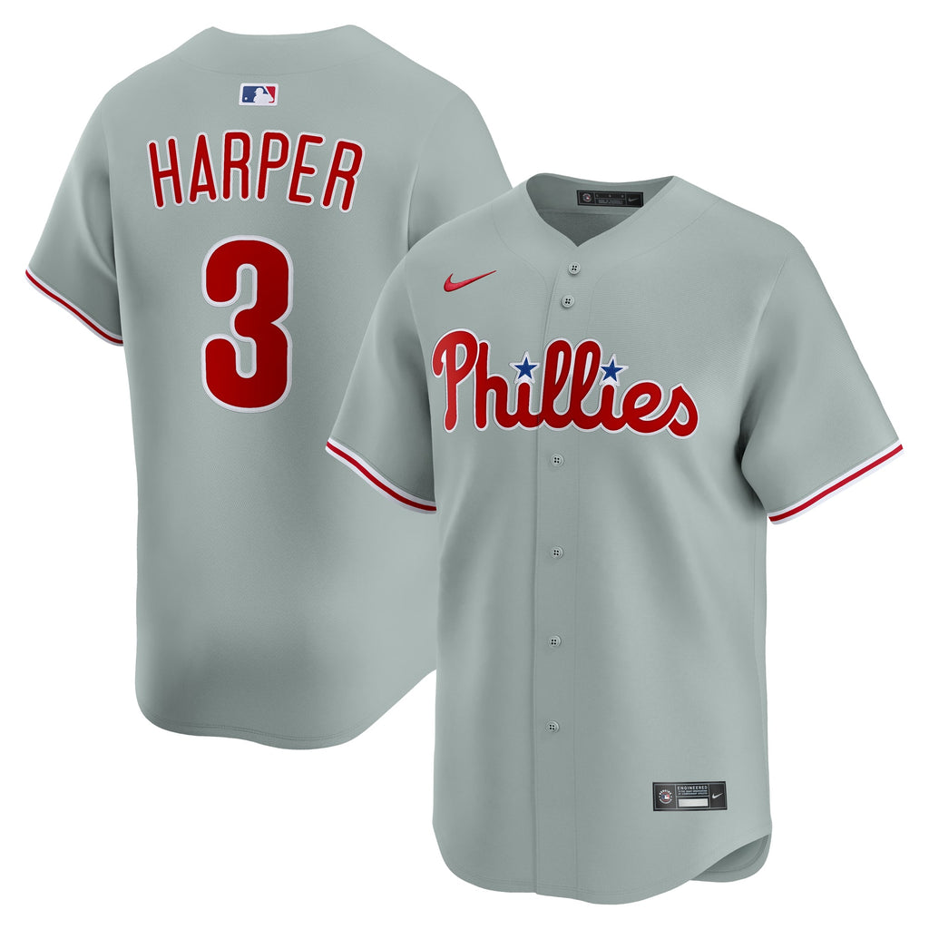 Men's Philadelphia Phillies Bryce Harper Nike Gray Road Limited Player Jersey - 2