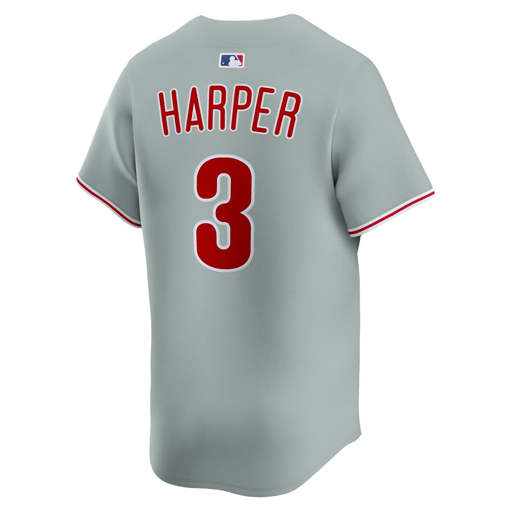 Men's Philadelphia Phillies Bryce Harper Nike Gray Road Limited Player Jersey - 4