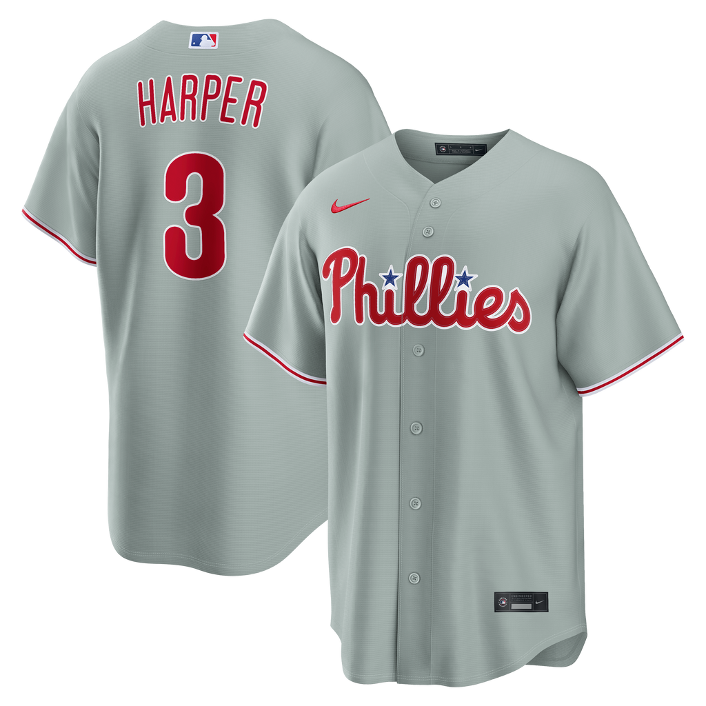 Men's Philadelphia Phillies Bryce Harper Nike Gray Road Replica Jersey - 2