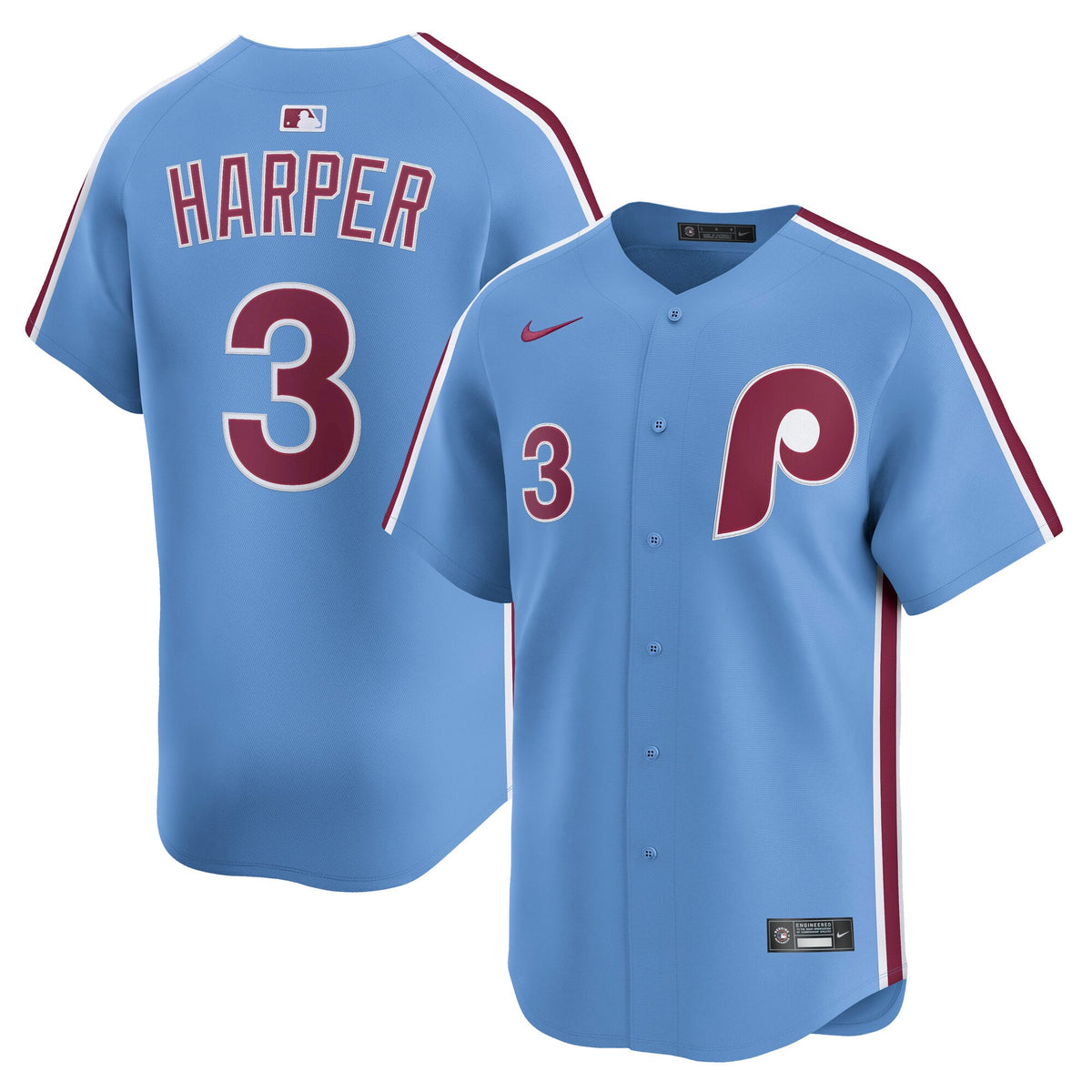 Men's Philadelphia Phillies Bryce Harper Nike Light Blue Alternate Limited Player Jersey - 2