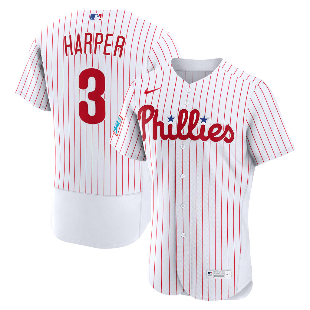 Men's Philadelphia Phillies Bryce Harper Nike White Home Authentic Sponsor Patch Jersey - 2