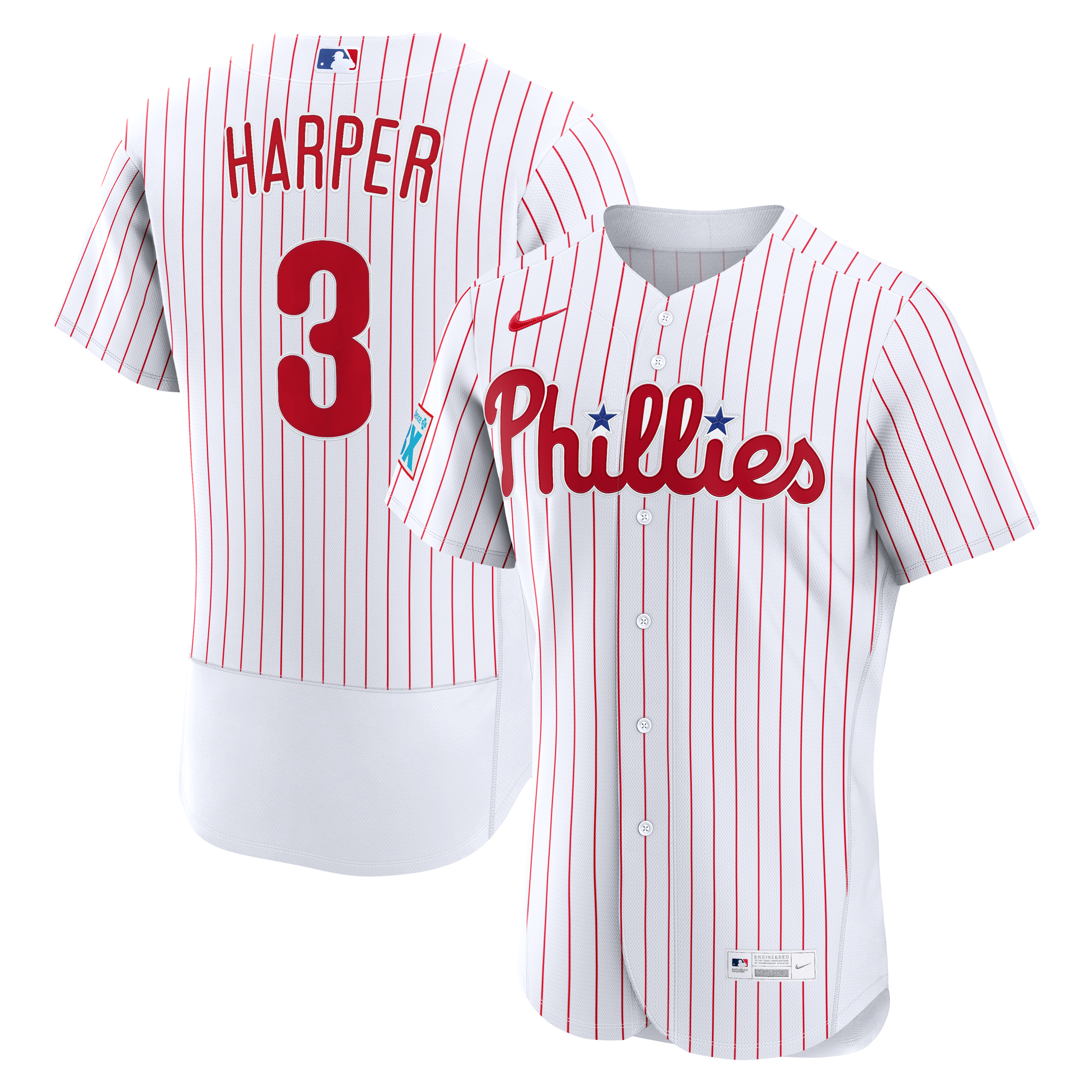 Men's Philadelphia Phillies Bryce Harper Nike White Home Authentic Sponsor Patch Jersey - 2