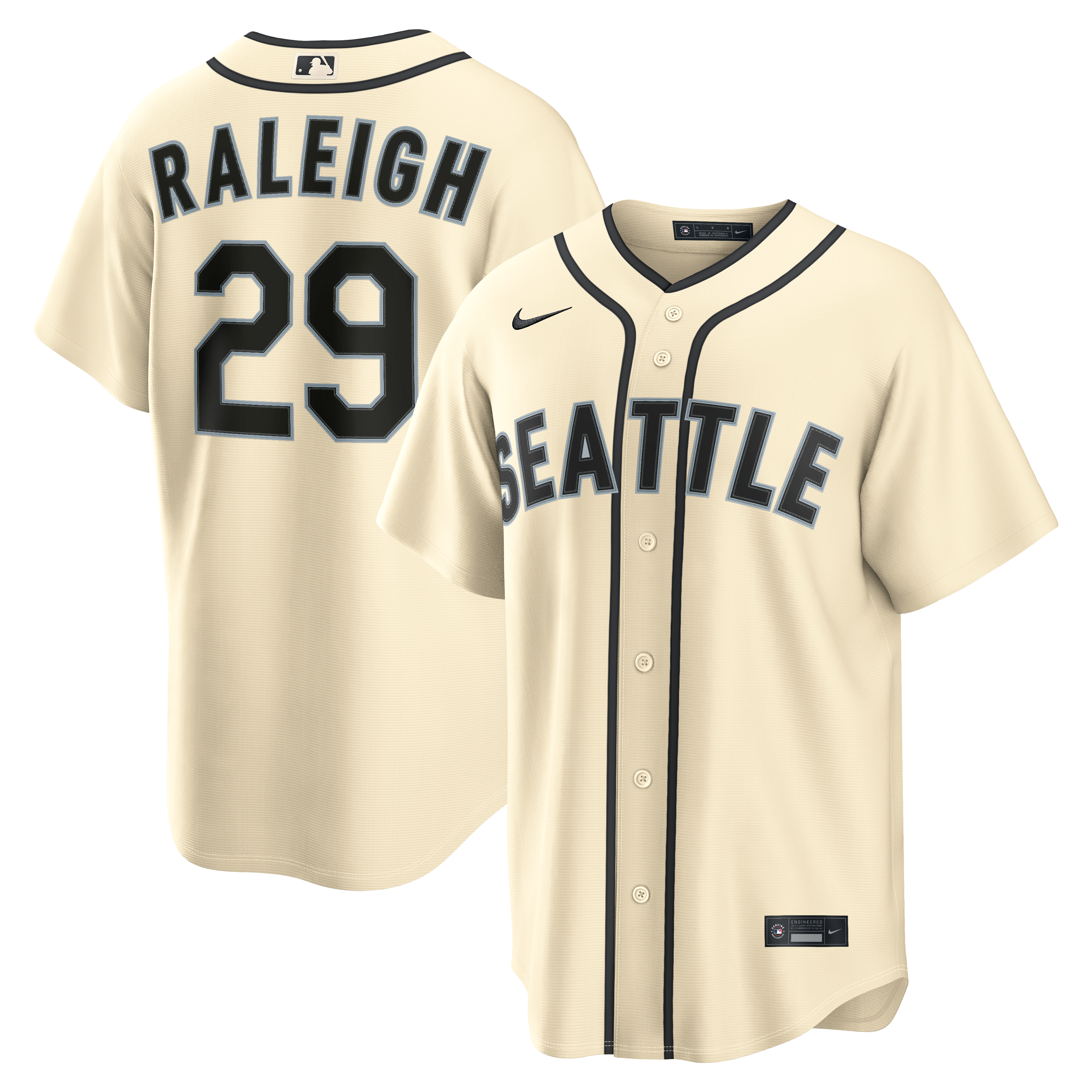 Men's Seattle Mariners Cal Raleigh Nike Cream Alternate Replica Jersey - 2