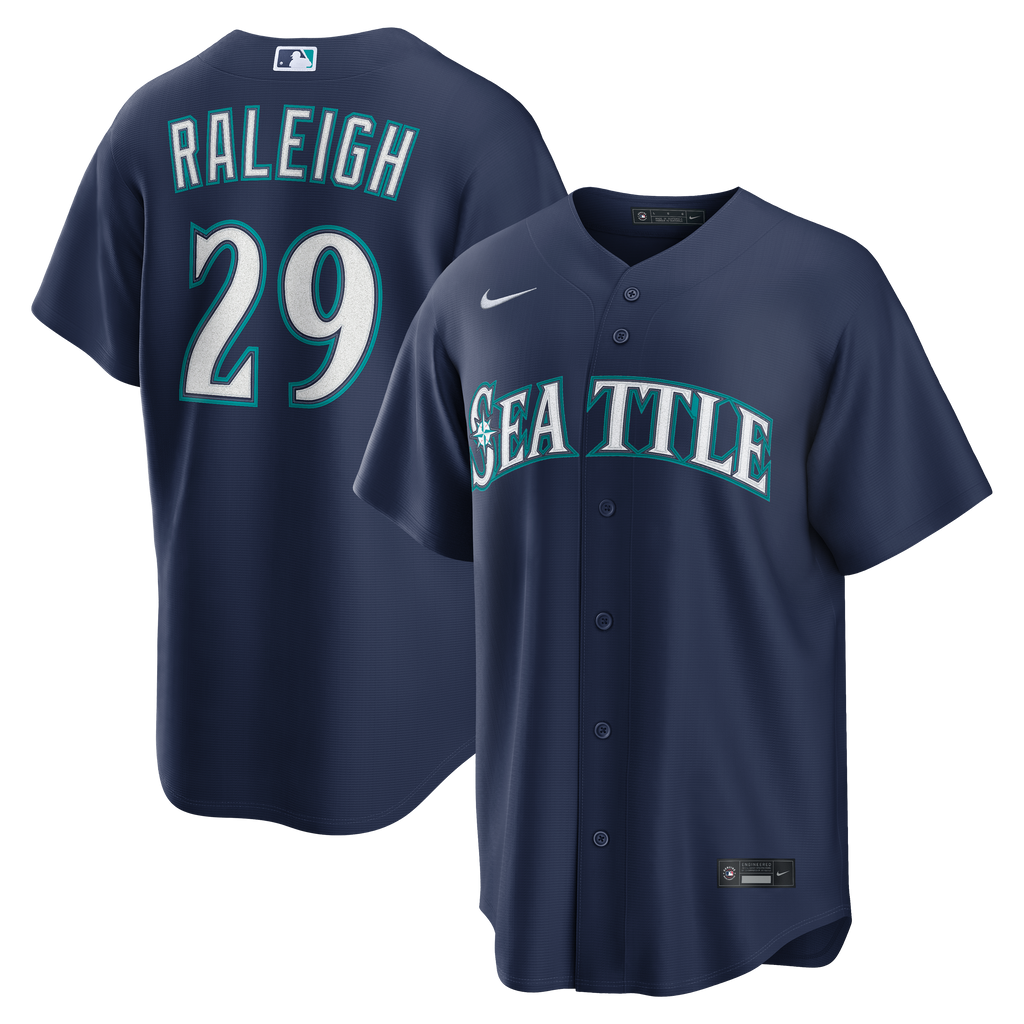 Men's Seattle Mariners Cal Raleigh Nike Navy Road Replica Jersey - 2
