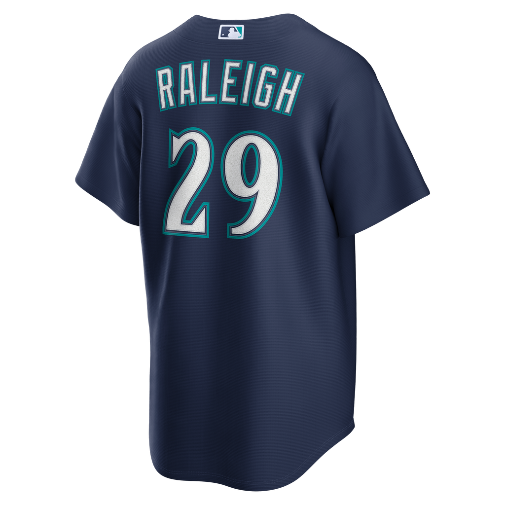 Men's Seattle Mariners Cal Raleigh Nike Navy Road Replica Jersey - 4