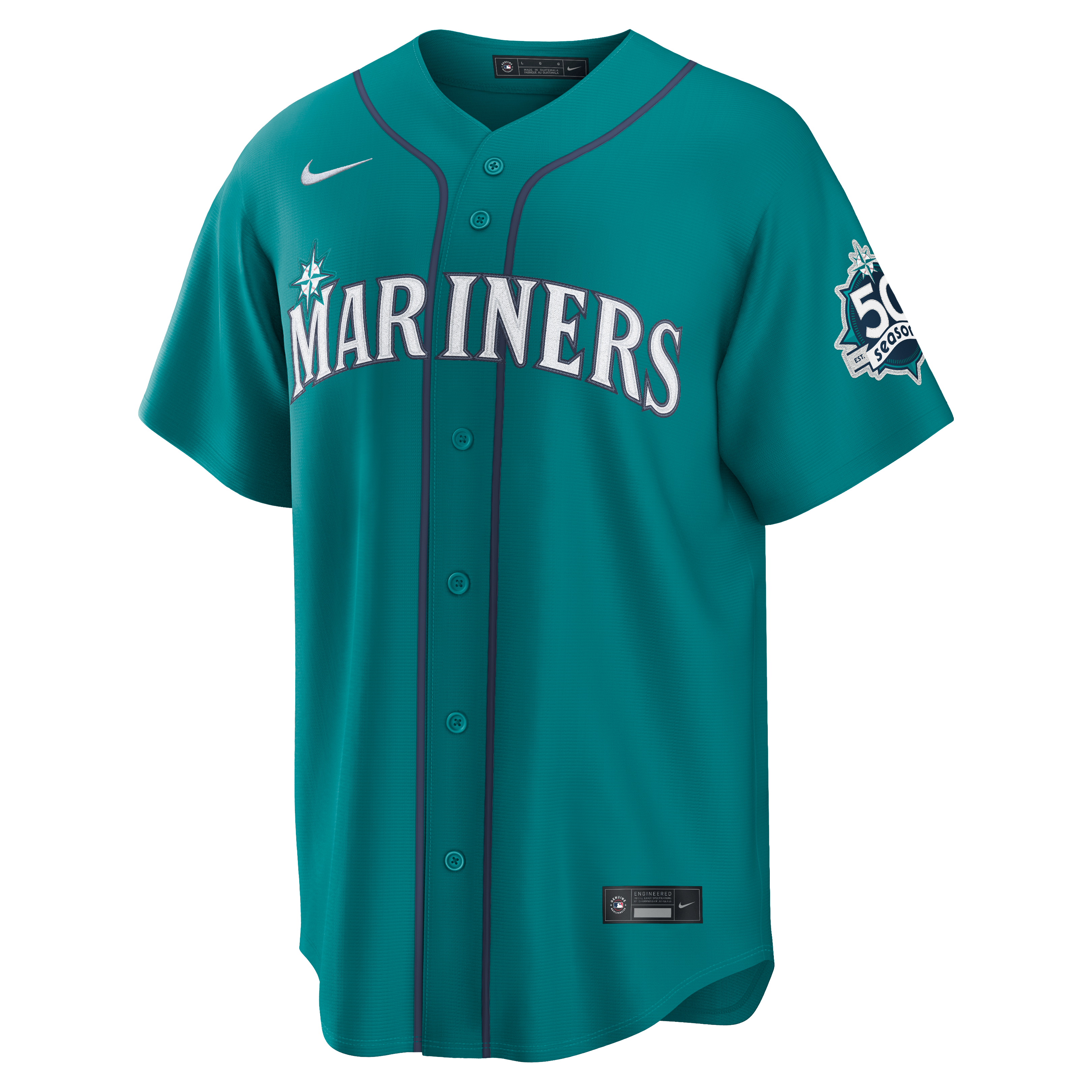 Men's Seattle Mariners Cal Raleigh Nike Teal Alternate 50th Season Patch Stadium Jersey - 3